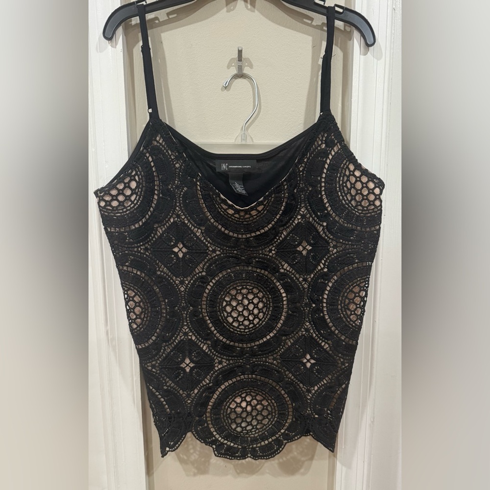 INC International Concepts Black Lace Top